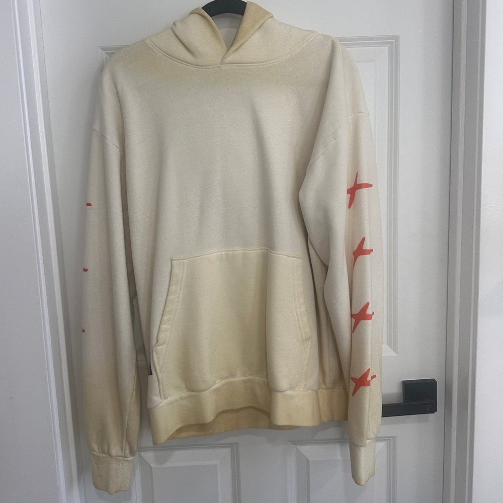 MNTGE Recycled Cotton Hoodie Stars M Pullover Sweatshirt Beige Oversized Casual